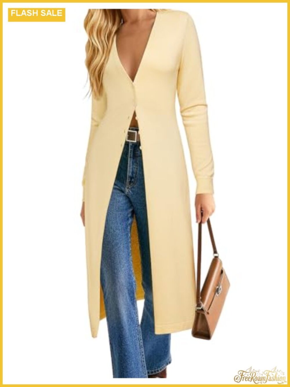 Lightweight Long Knit Duster Cardigan Button Up Sweater Coat